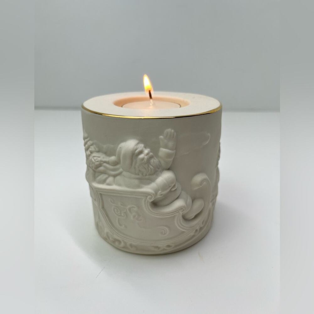Lenox Radiant Light Votive Porcelain Santa Claus Christmas Holiday Candleholder